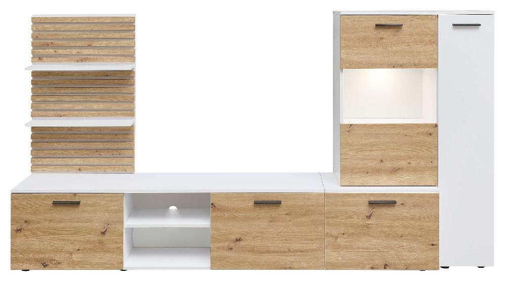 Emob TV-wandmeubel Heath - Met Opbergruimte - Eikdecor/wit