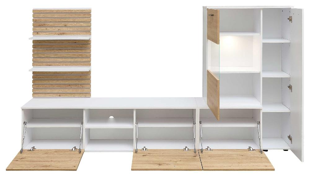 Emob TV-wandmeubel Heath - Met Opbergruimte - Eikdecor/wit