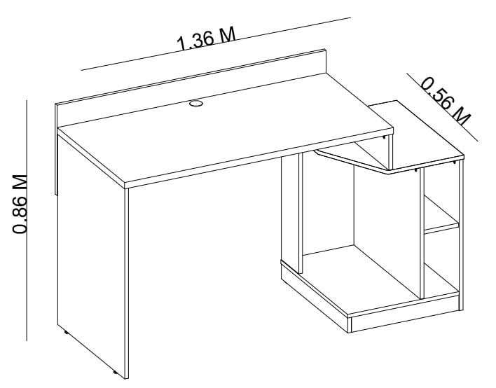 Emob Tweede Kans Gaming Bureau Joseph 136cm – Zwart/rood