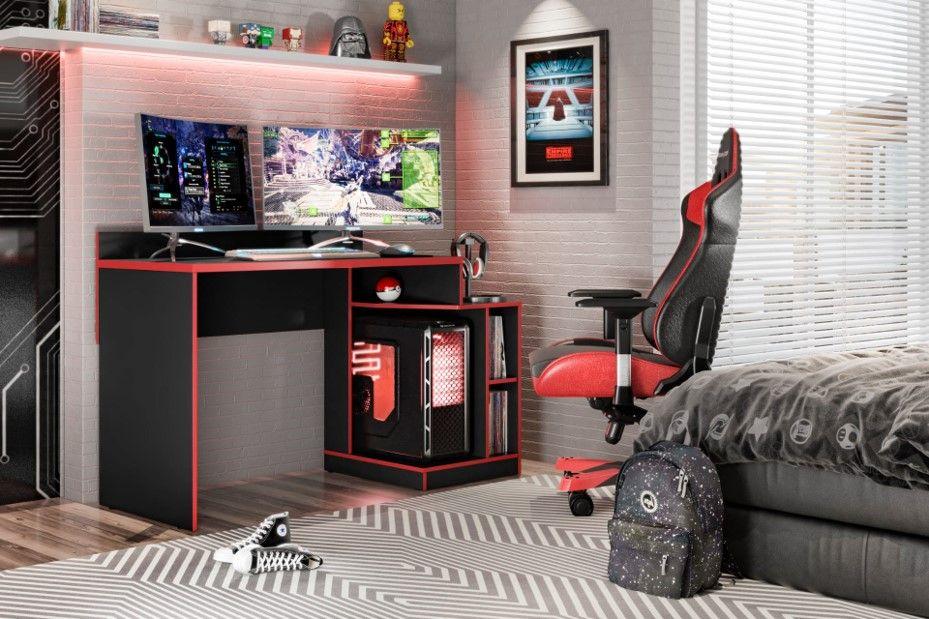 Emob Tweede Kans Gaming Bureau Joseph 136cm – Zwart/rood