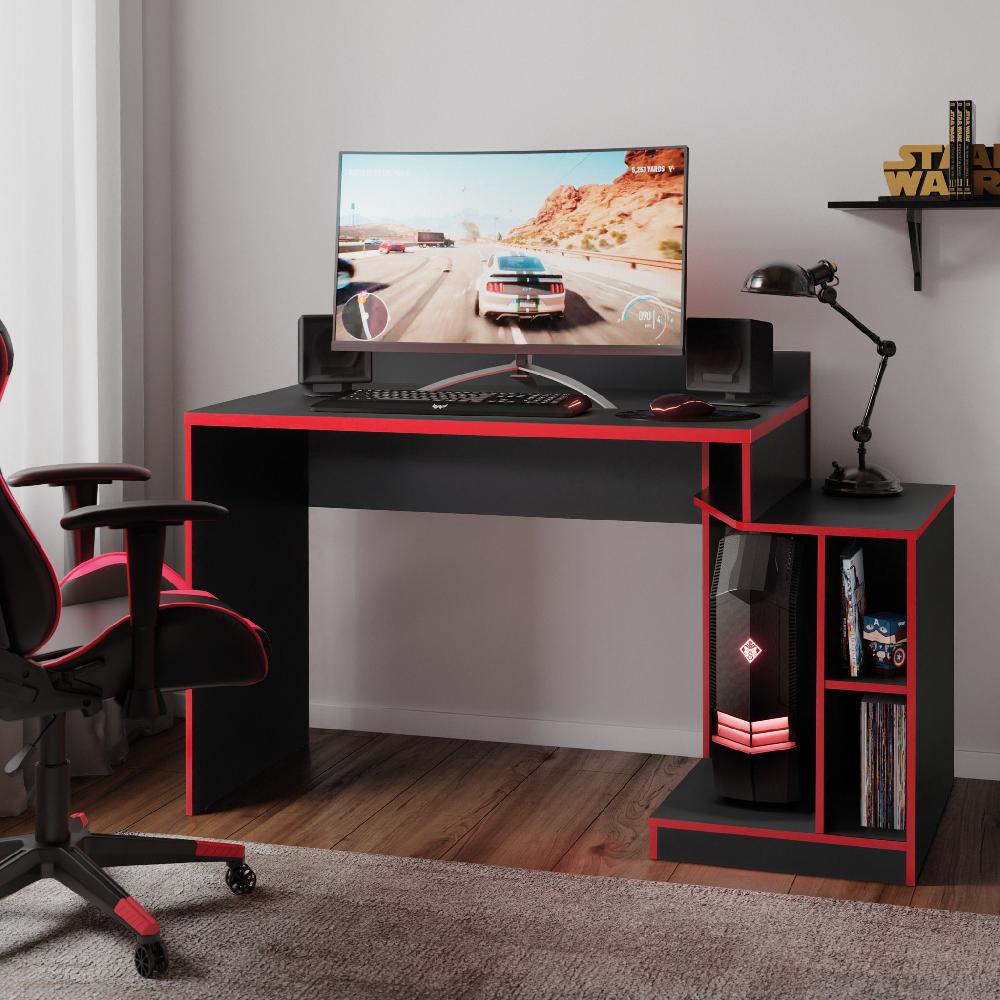 emob Tweede kans Gaming bureau Joseph 136cm – zwart/rood