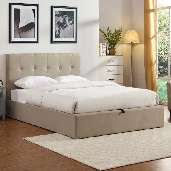 emob Tweepersoonsbed Corbi met opbergruimte 140x200 - zand