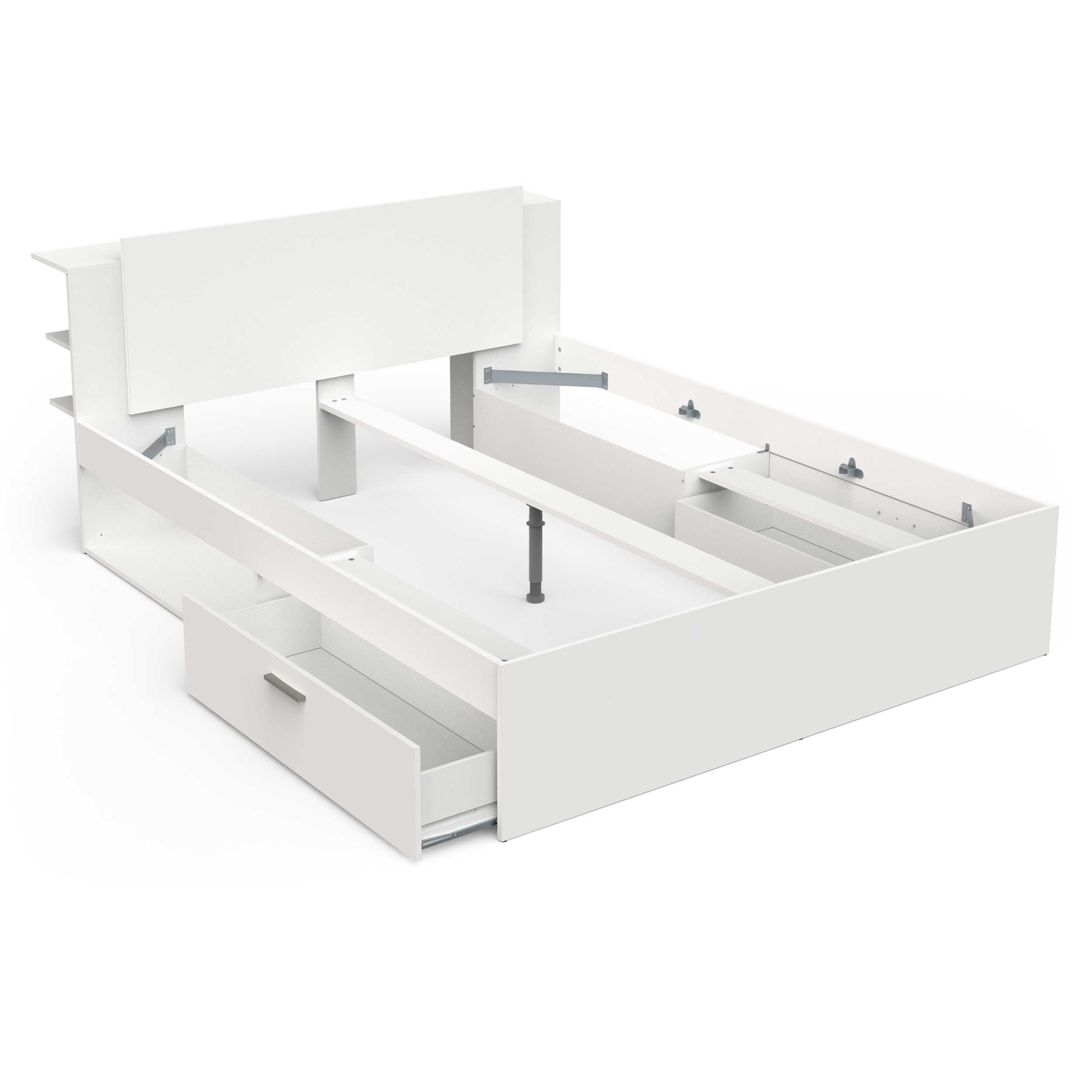 Emob Tweepersoonsbed Liva - 160x200cm - Met Opbergruimte - Wit