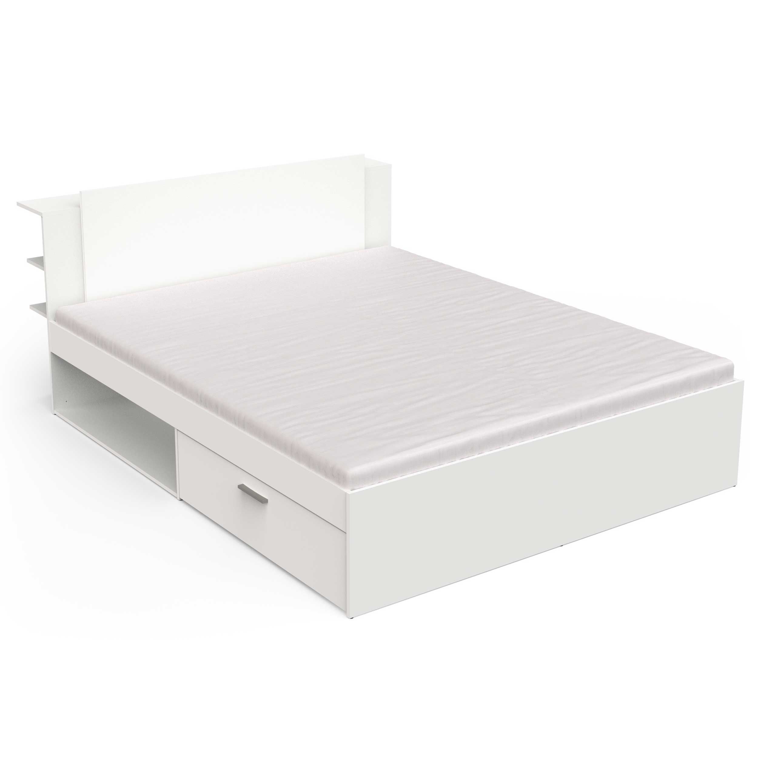 emob Tweepersoonsbed Liva - 160x200cm - met opbergruimte - wit