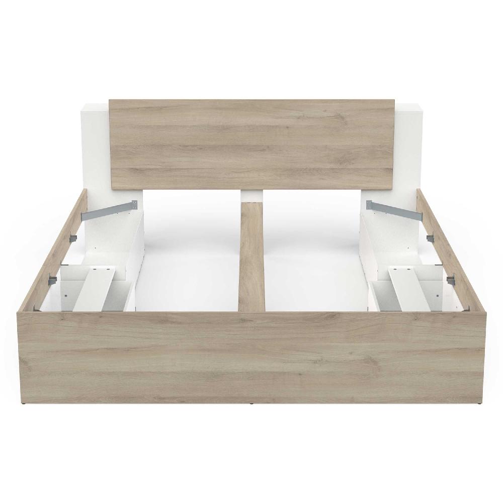 Emob Tweepersoonsbed Liva - 180x200cm - Met Opbergruimte - Wit/eikdecor