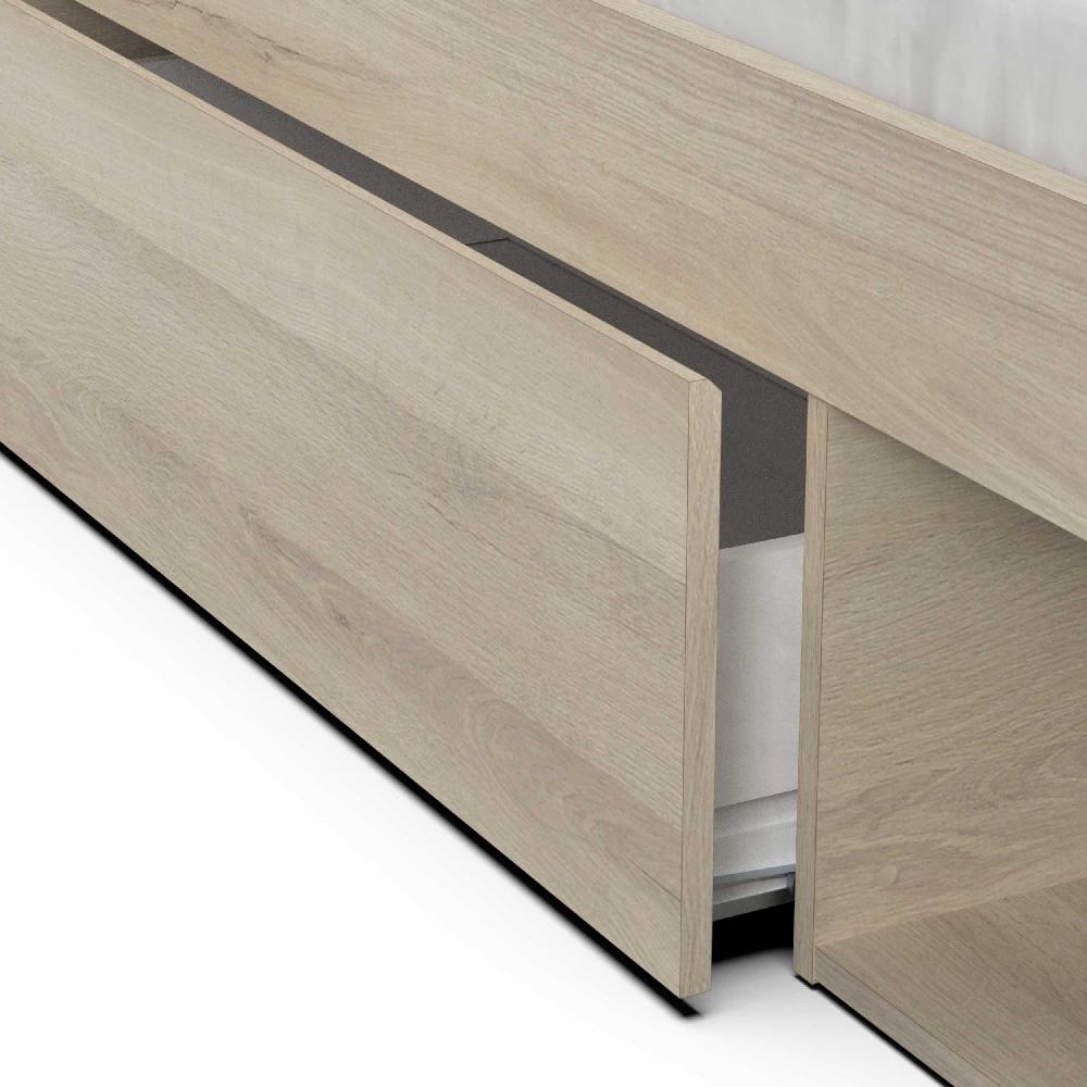 Emob Tweepersoonsbed Maksim - 140x190/200cm - Met Opbergruimte - Eikdecor