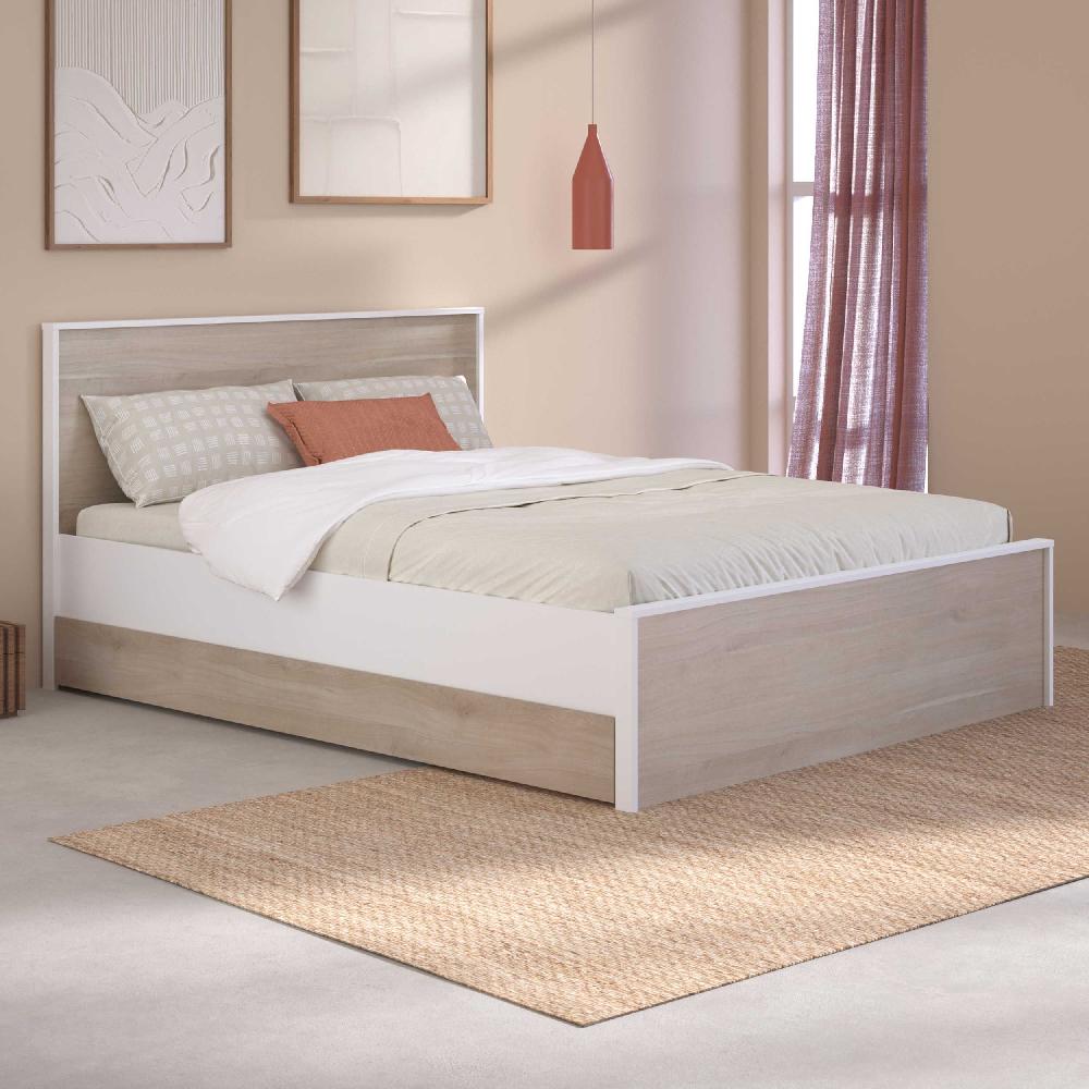 emob Tweepersoonsbed Pallas - 140x200/190cm - eikdecor/wit