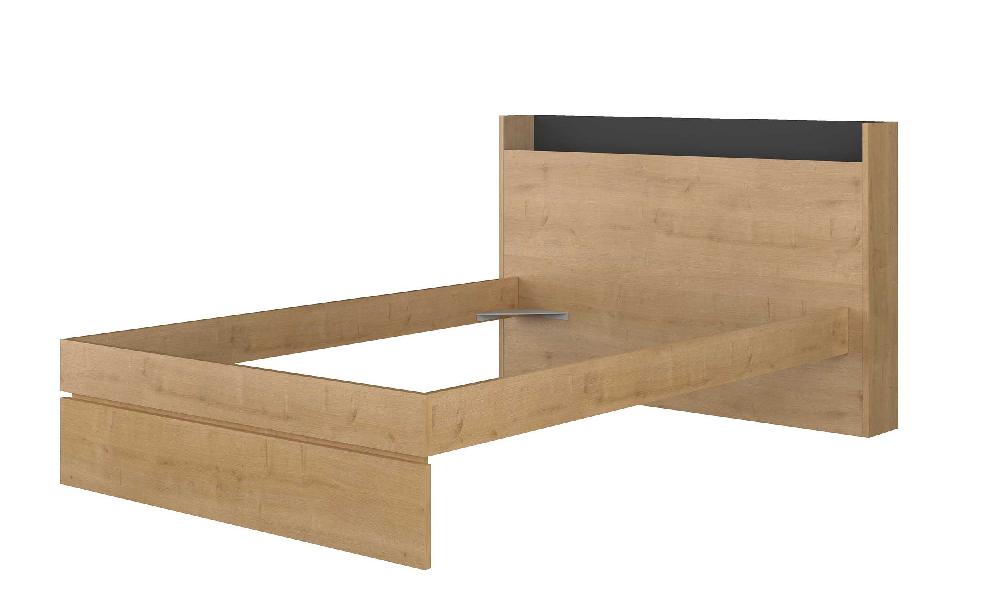 Emob Tweepersoonsbed Sanna 140x190 - Lichte Eik Decor/ Zwart