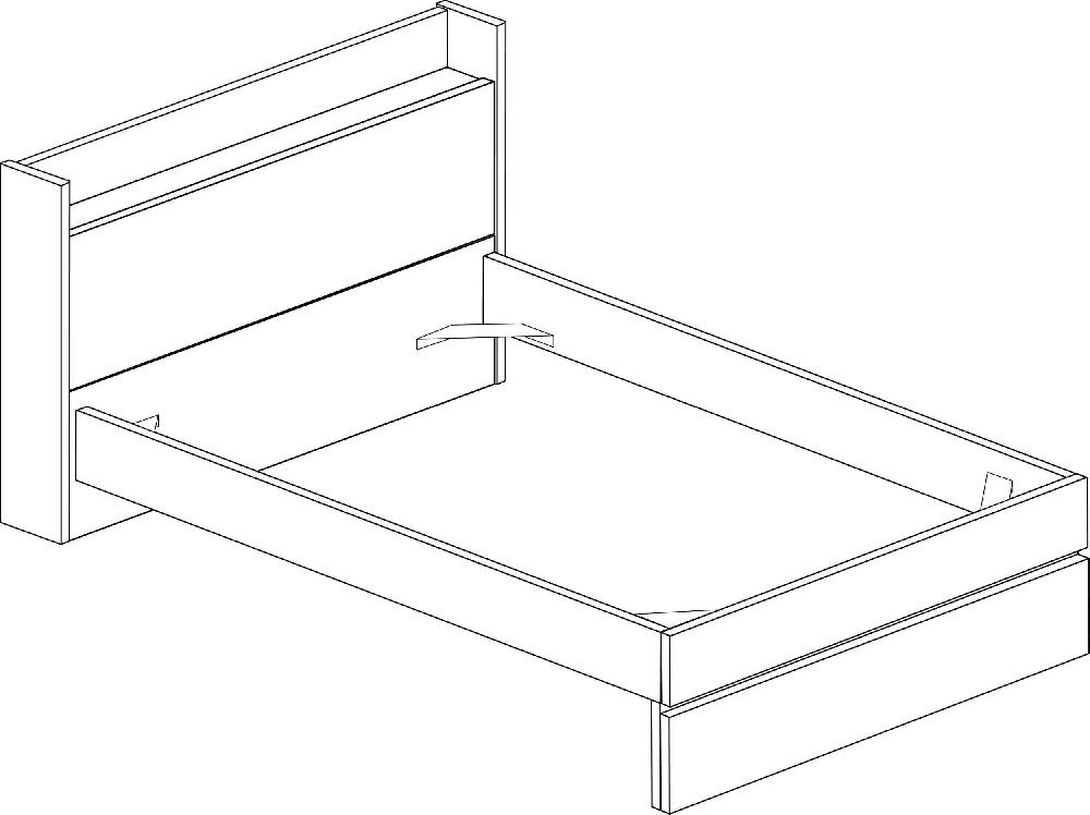 Emob Tweepersoonsbed Sanna 160x200 - Lichte Eikdecor/ Zwart