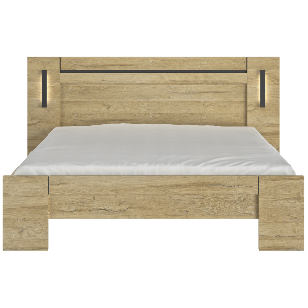 Emob Tweepersoonsbed Soren 160x200cm Met Verlichting - Eik