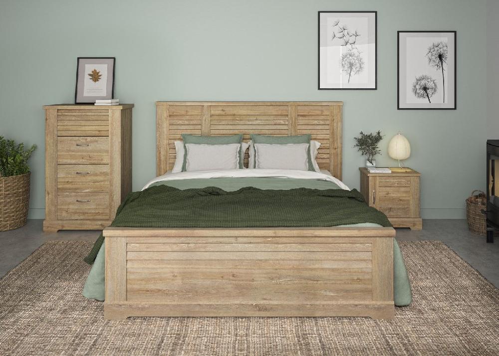 Emob Tweepersoonsbed Wanda 140x200 - Bruin Kastanjehout