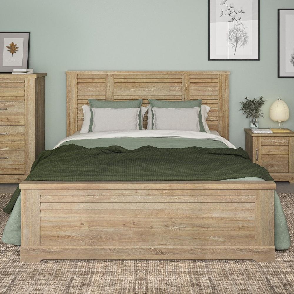 emob Tweepersoonsbed Wanda 140x200 - bruin kastanjehout