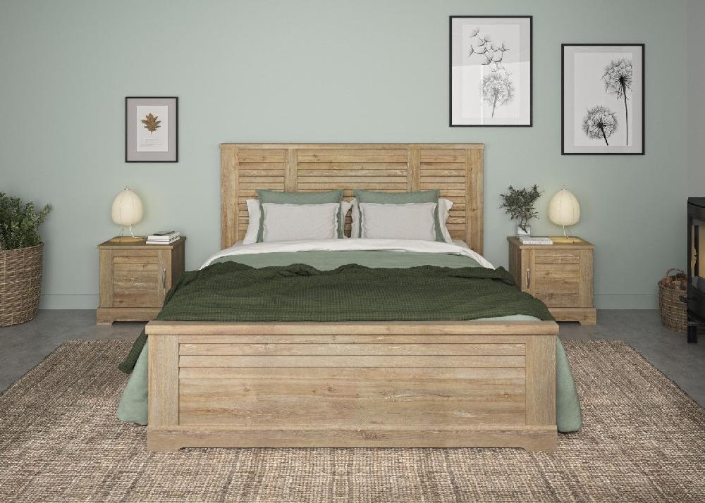 Emob Tweepersoonsbed Wanda 160x200 - Bruin Kastanjehout