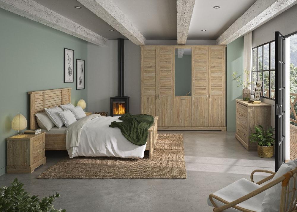 Emob Tweepersoonsbed Wanda 160x200 - Bruin Kastanjehout