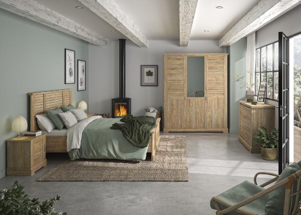 Emob Tweepersoonsbed Wanda 180x200 - Bruin Kastanjehout
