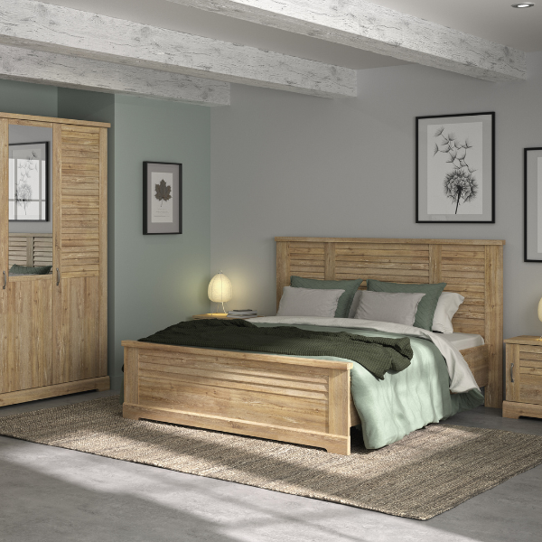 Emob Tweepersoonsbed Wanda 180x200 - Bruin Kastanjehout