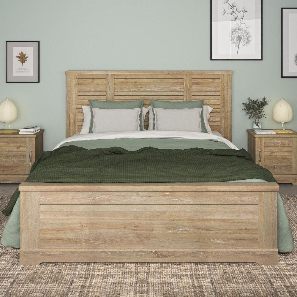 emob Tweepersoonsbed Wanda 180x200 - bruin kastanjehout