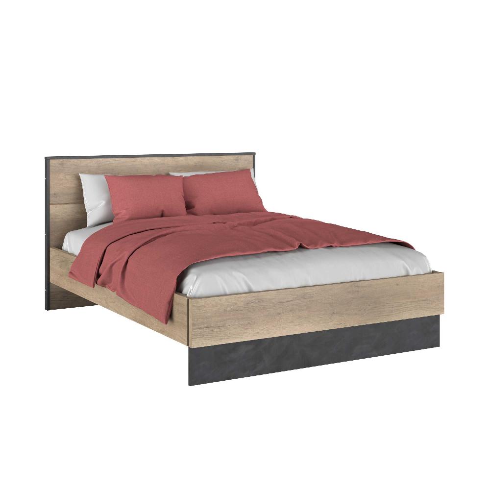 Emob Tweepersoonsbed Yuri 160x200cm - Antraciet/eik Decor