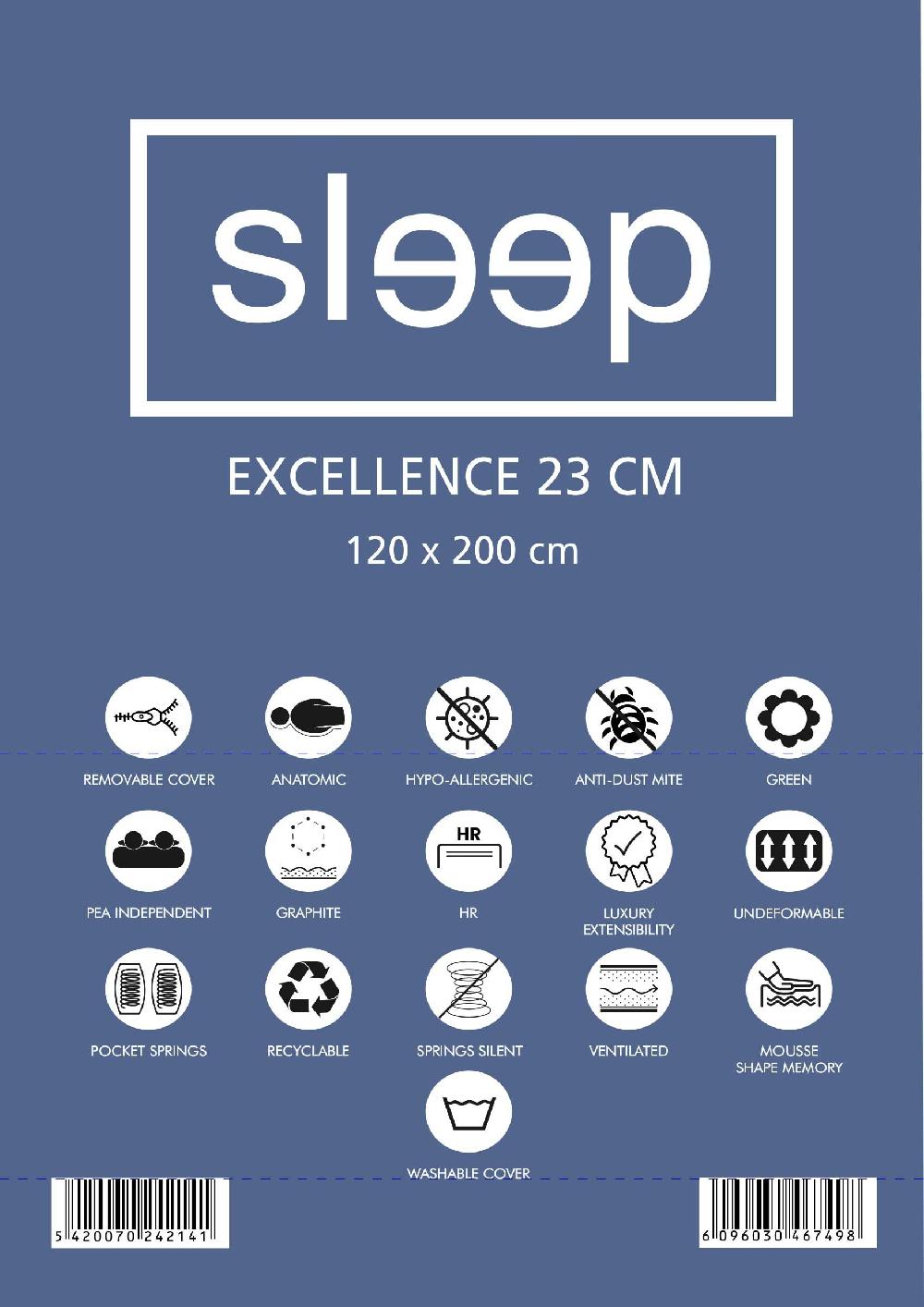 Emob Tweepersoonsmatras Excellence 120x200x23cm - Pocketveren