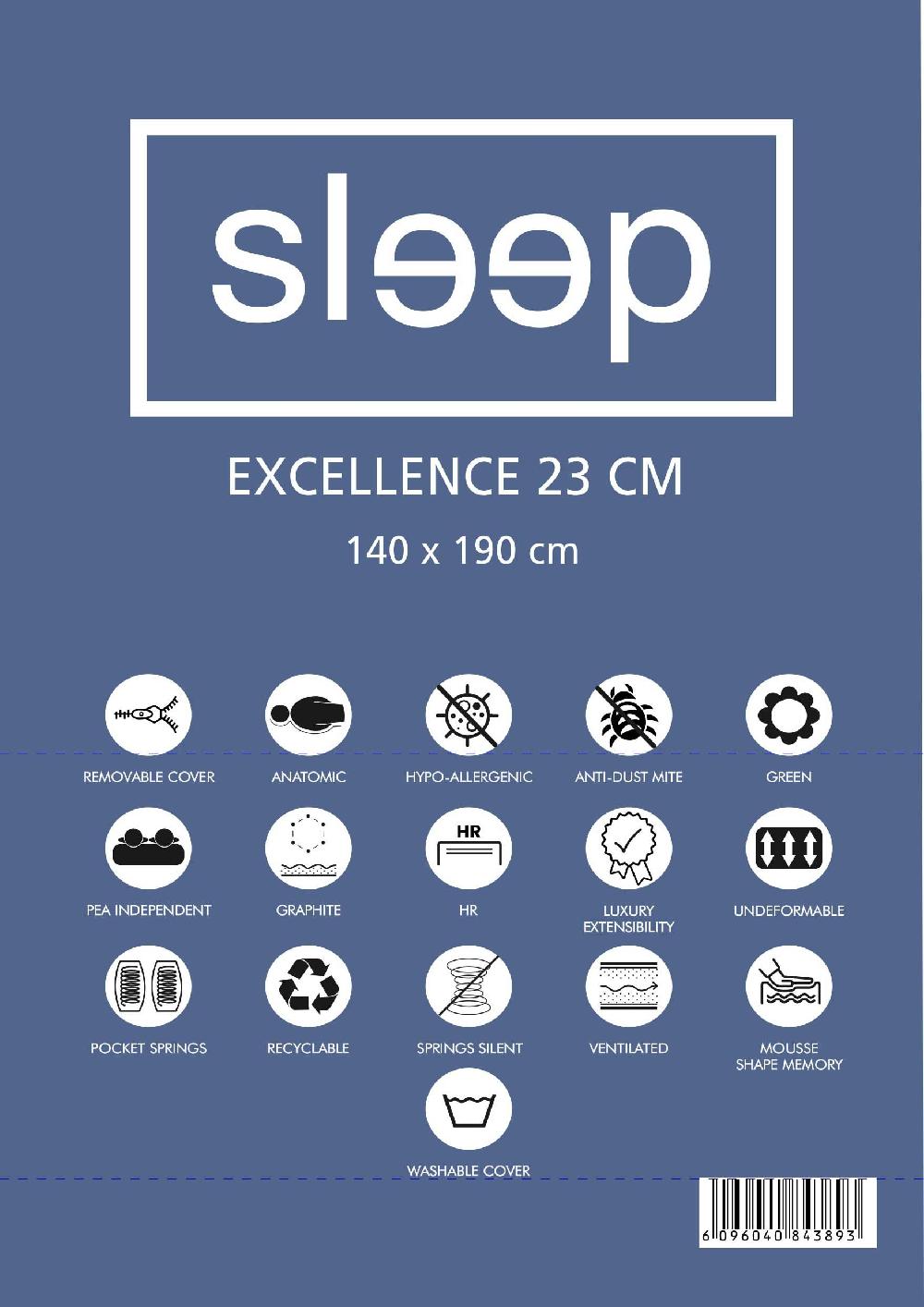 Emob Tweepersoonsmatras Excellence 140x190x23cm - Pocketveren