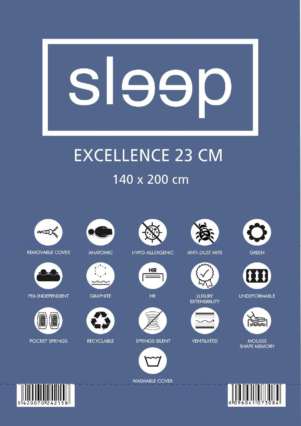 Emob Tweepersoonsmatras Excellence 140x200x23cm - Pocketveren