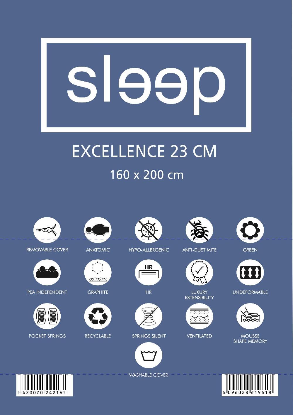 Emob Tweepersoonsmatras Excellence 160x200x23cm - Pocketveren