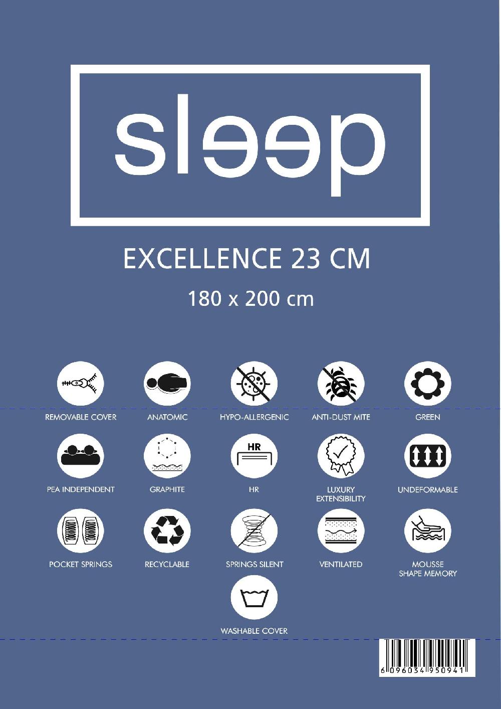 Emob Tweepersoonsmatras Excellence 180x200x23cm - Pocketveren