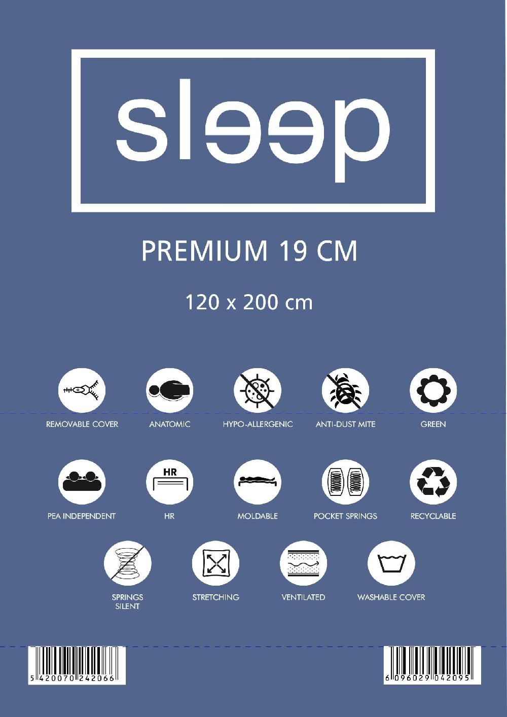 Emob Tweepersoonsmatras Premium Plus 120x200x19cm - Pocketveren