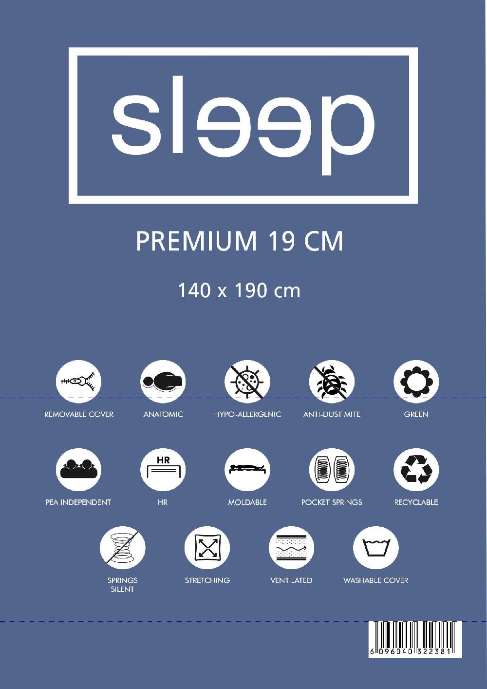 Emob Tweepersoonsmatras Premium Plus 140x190x19cm - Pocketveren