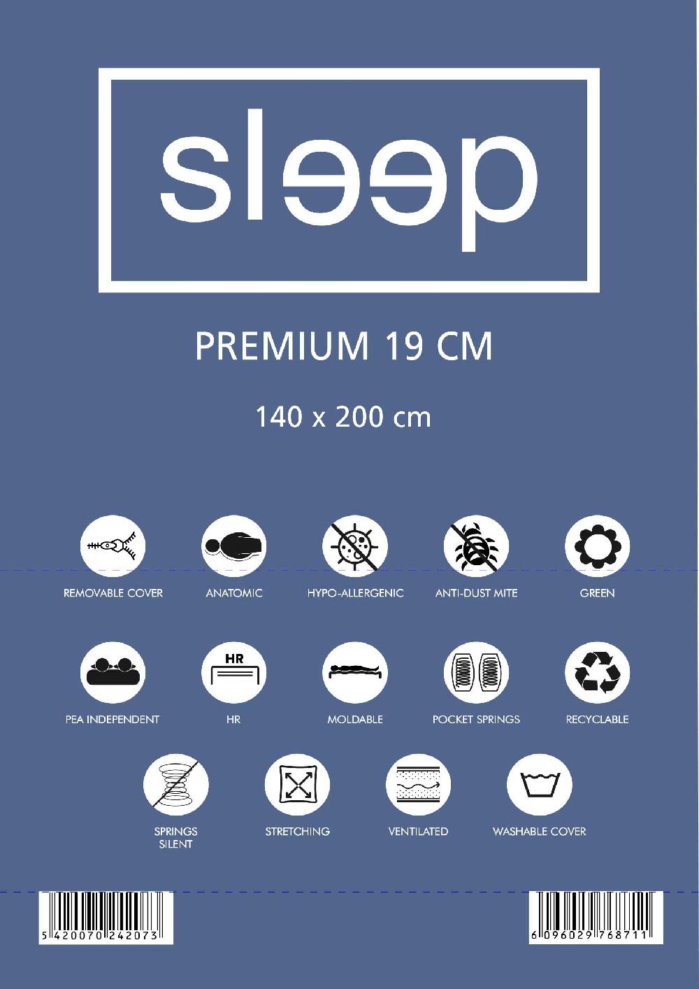 Emob Tweepersoonsmatras Premium Plus 140x200x19cm - Pocketveren