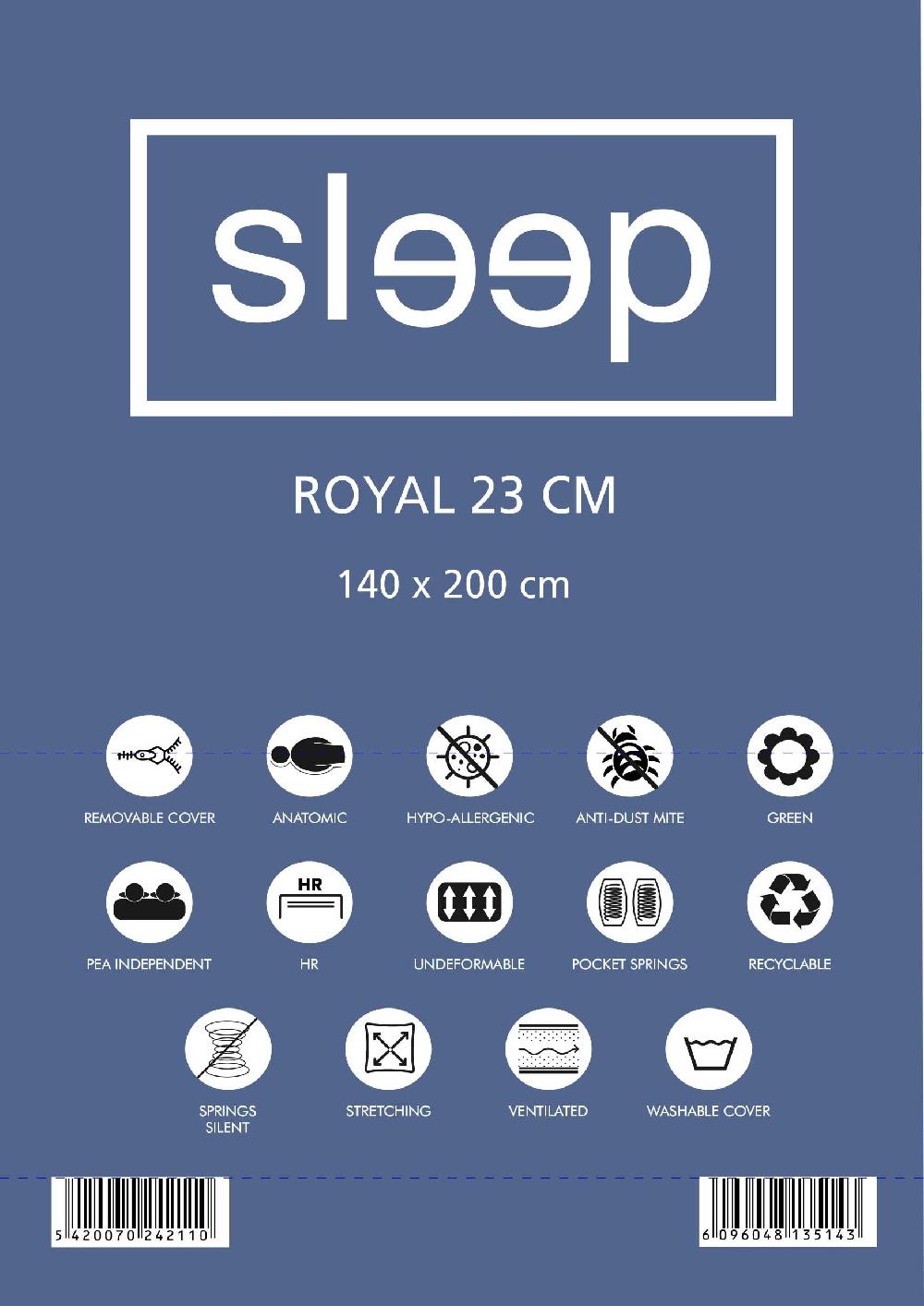 Emob Tweepersoonsmatras Royal 140x200x23cm - Pocketveren