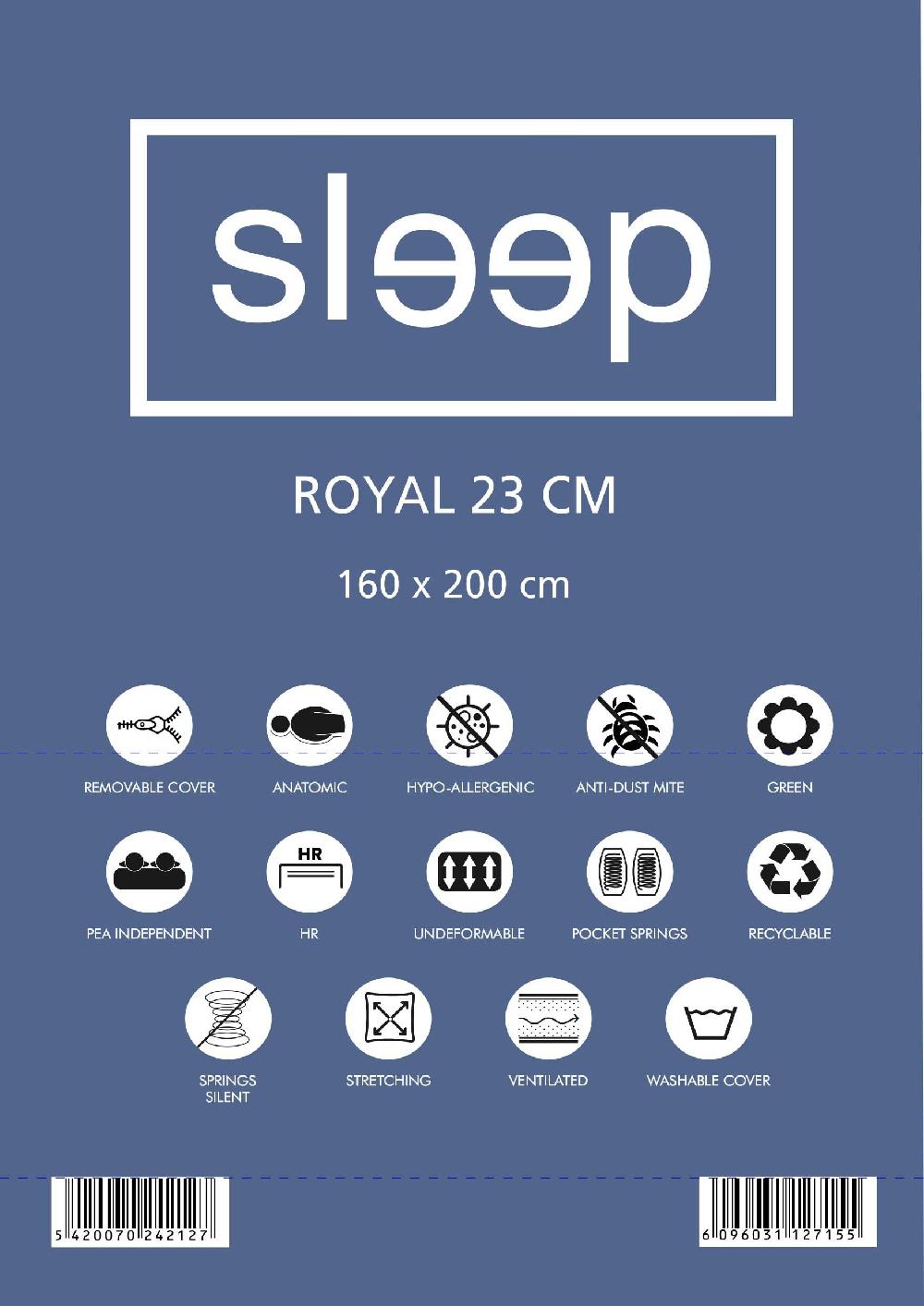 Emob Tweepersoonsmatras Royal 160x200x23cm - Pocketveren