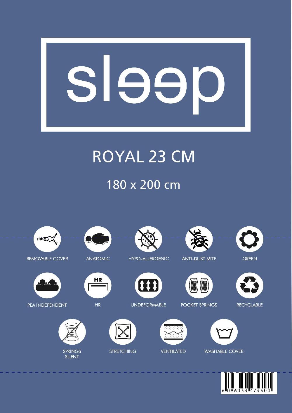 Emob Tweepersoonsmatras Royal 180x200x23cm - Pocketveren