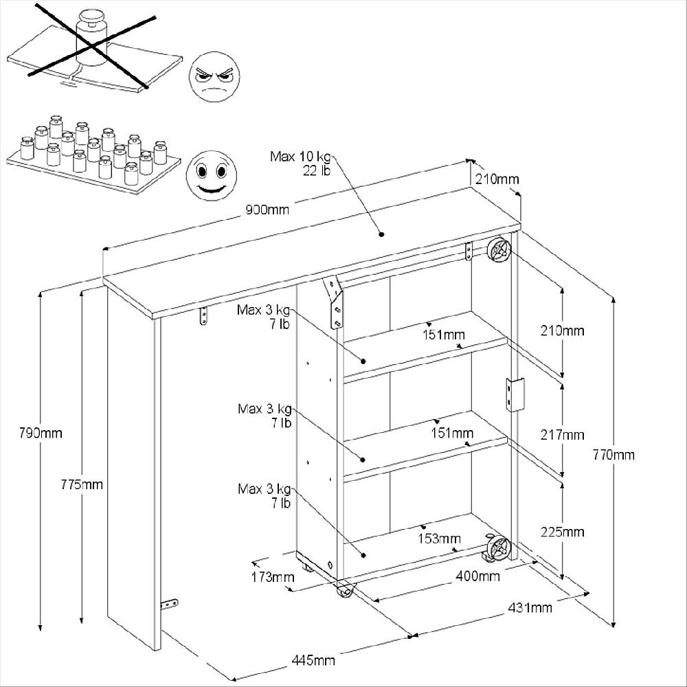 Emob Uitschuifbaar Opbergrek Voor Bed Hardy - Wit/eikdecor