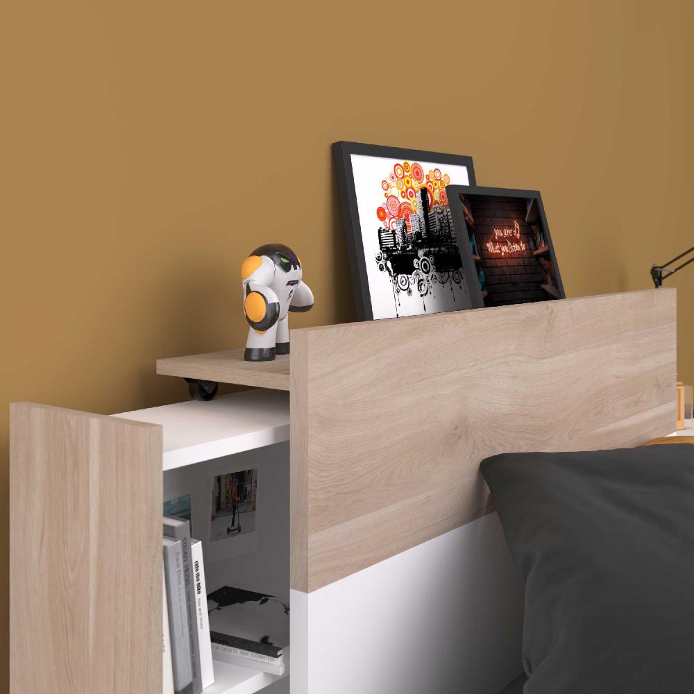 Emob Uitschuifbaar Opbergrek Voor Bed Hardy - Wit/eikdecor