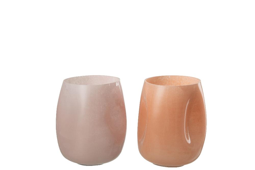 Emob Vaas Bult Glas Roze/oranje Small Assortiment Van 2