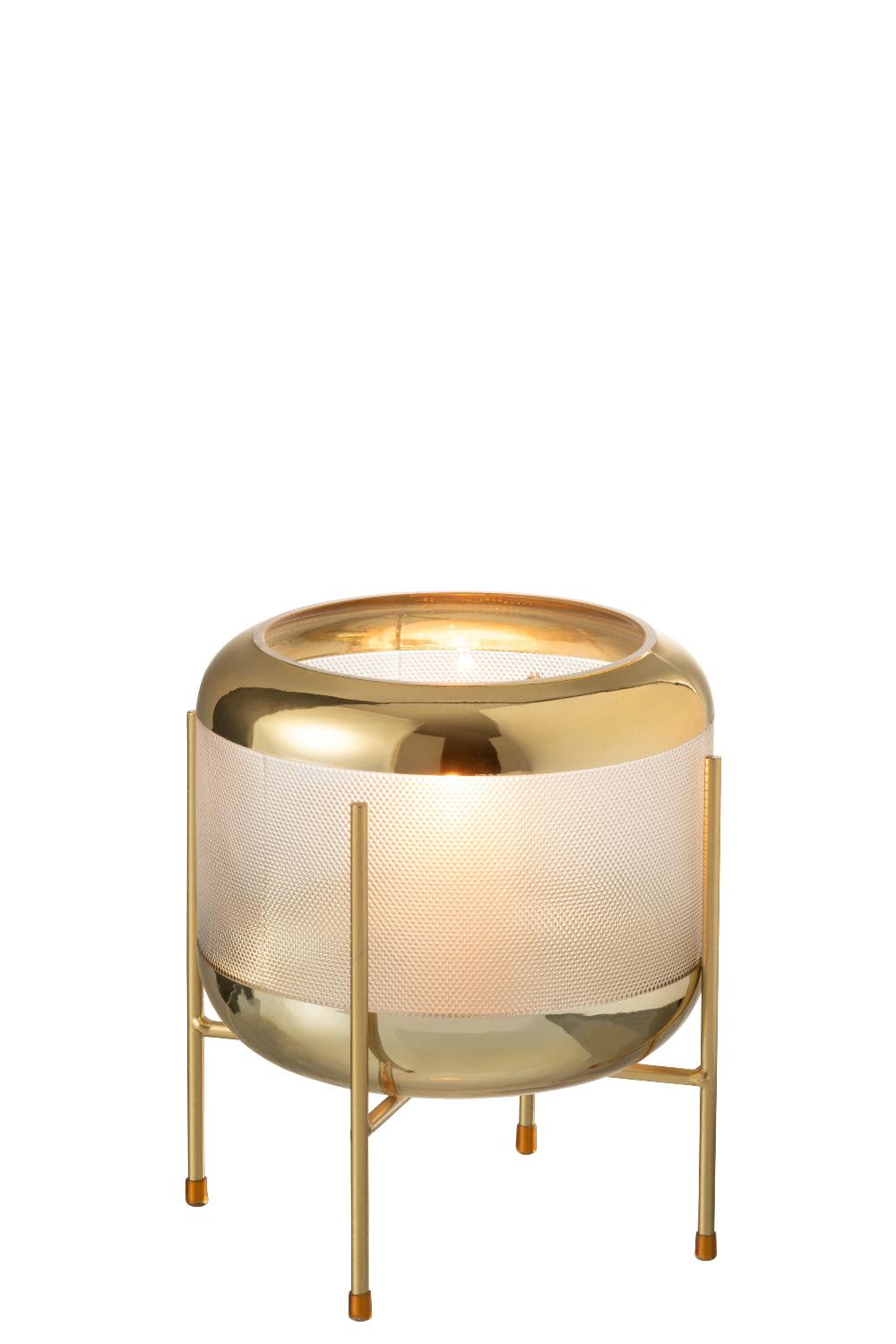 Emob Vaas Rond Motief Op Voet Glas Transparant/goud