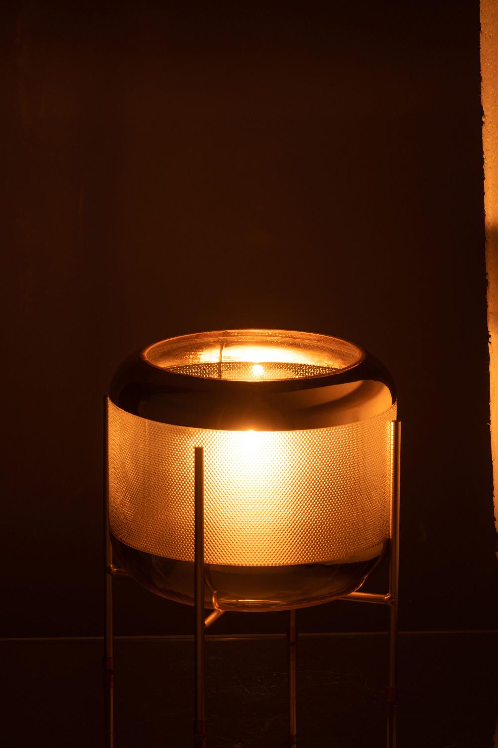 Emob Vaas Rond Motief Op Voet Glas Transparant/goud