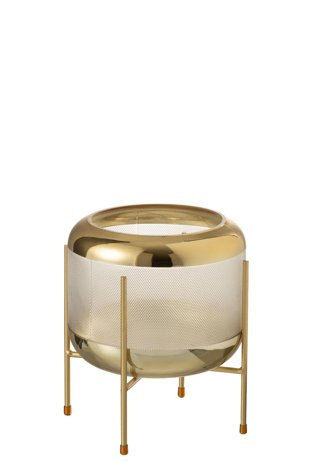 emob Vaas rond motief op voet glas transparant/goud
