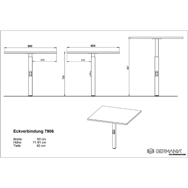 Emob Verbindingsstuk Voor Bureaus Cornel - Verstelbaar - Eikdecor/zwart