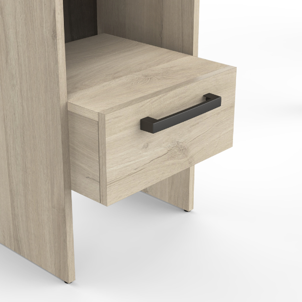 Emob Verlengbaar Hoofbord Waylon 2 Draaideuren 2 Lades En 5 Open Vakken-Kronberg Eik/Waterford Eik