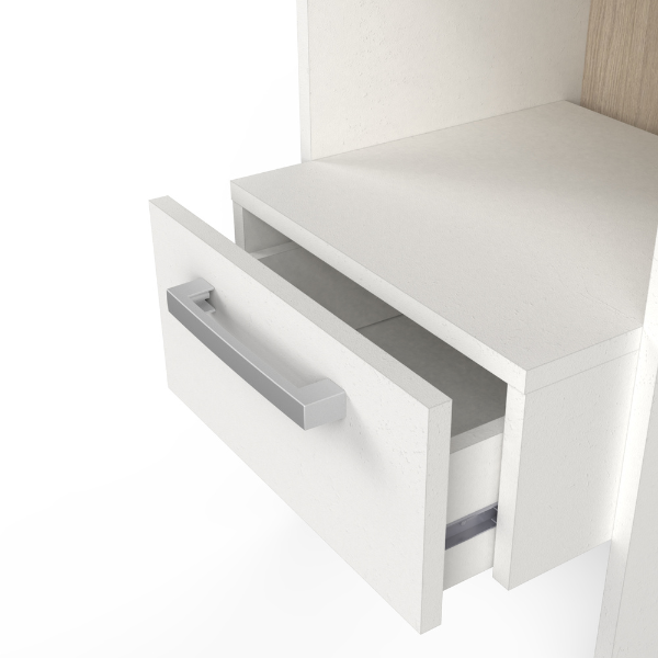 Emob Verlengbaar Hoofbord Waylon 2 Draaideuren 2 Lades En 5 Open Vakken-mat Wit/Kronberg Eik