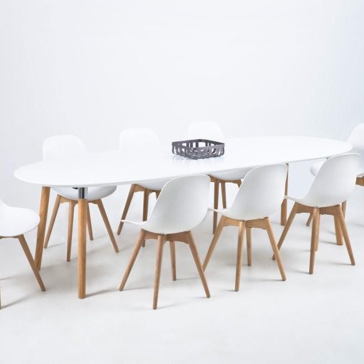 emob Verlengbare eettafel Benjamin 170/270x100cm - wit/ eik