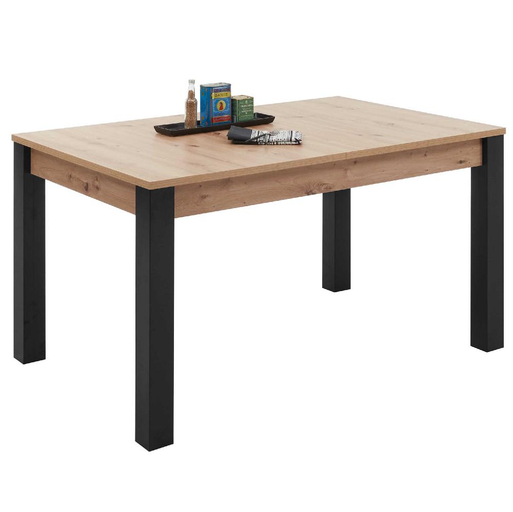 emob Verlengbare eettafel Laifis 140/210cm - zwart/oude eik