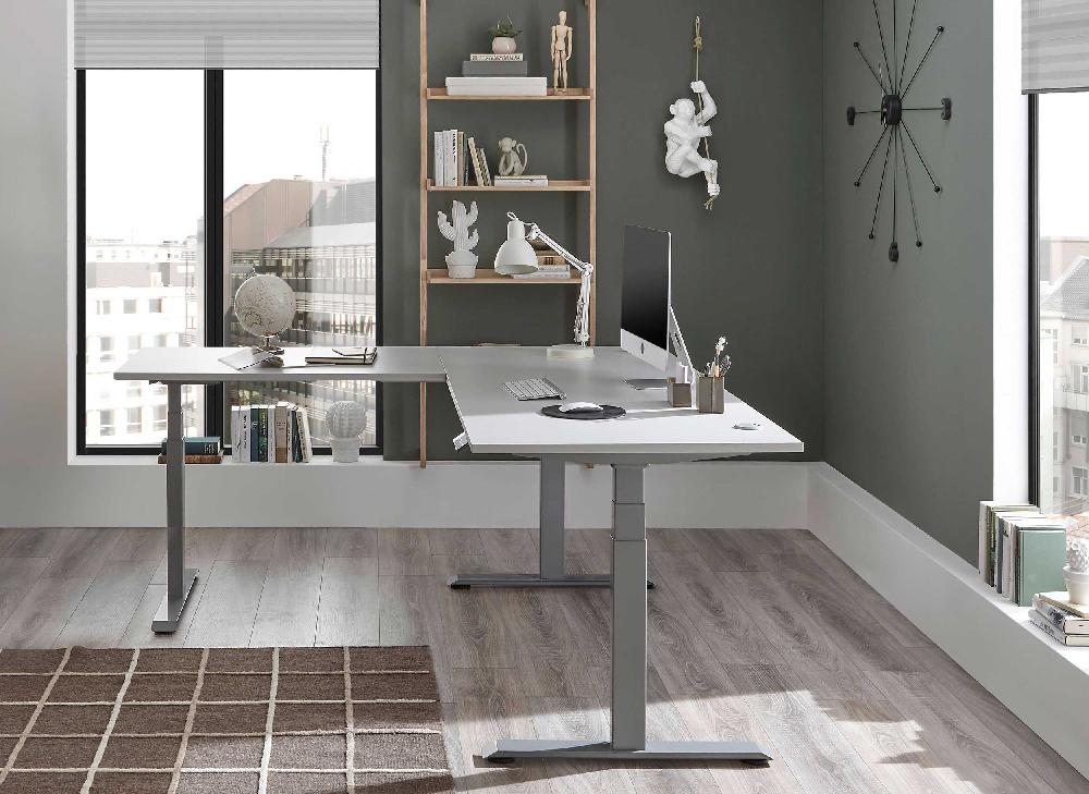 Emob Verstelbaar Hoekbureau Ben 185x77x74-125cm - Lichtgrijs