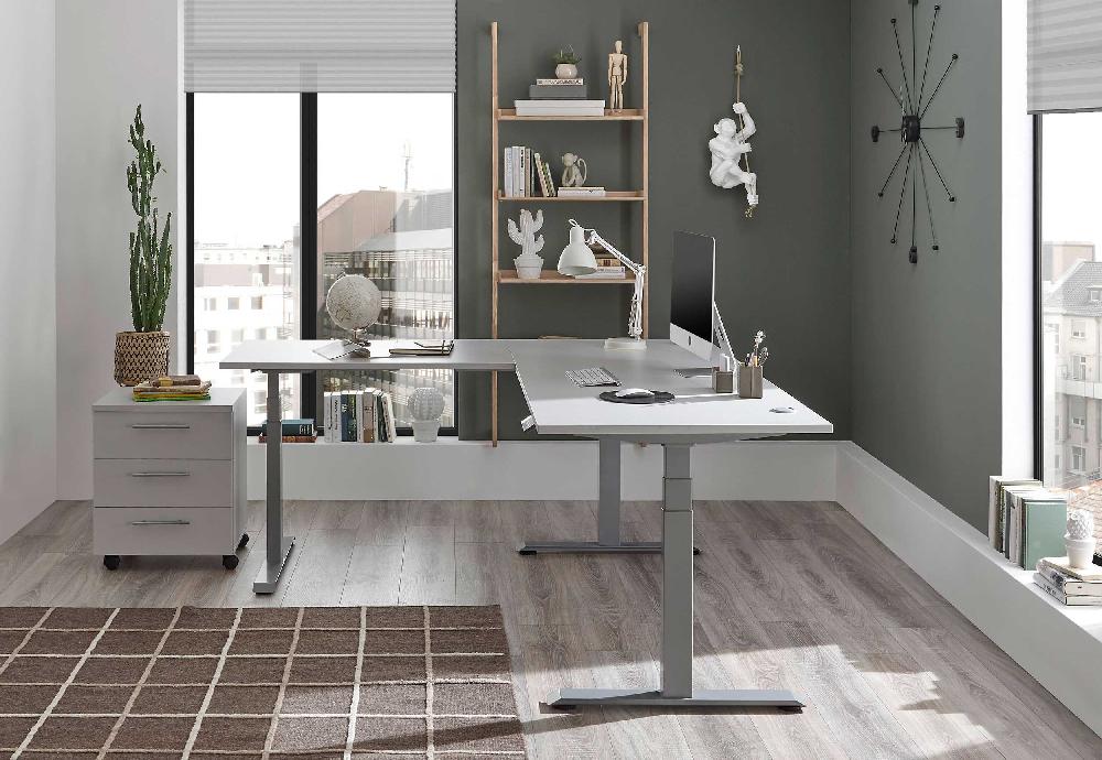 Emob Verstelbaar Hoekbureau Ben 185x77x74-125cm - Lichtgrijs