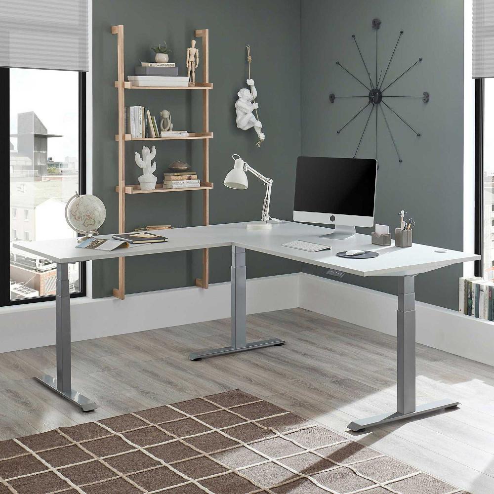emob Verstelbaar hoekbureau Ben 185x77x74-125cm - lichtgrijs