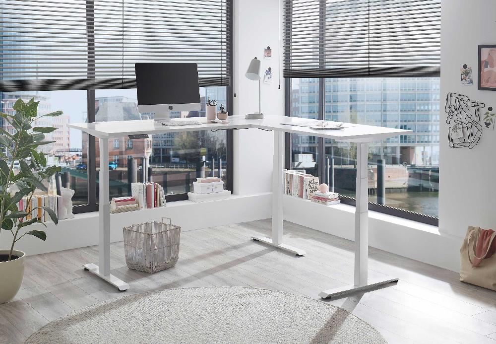 Emob Verstelbaar Hoekbureau Ben 185x77x74-125cm - Wit