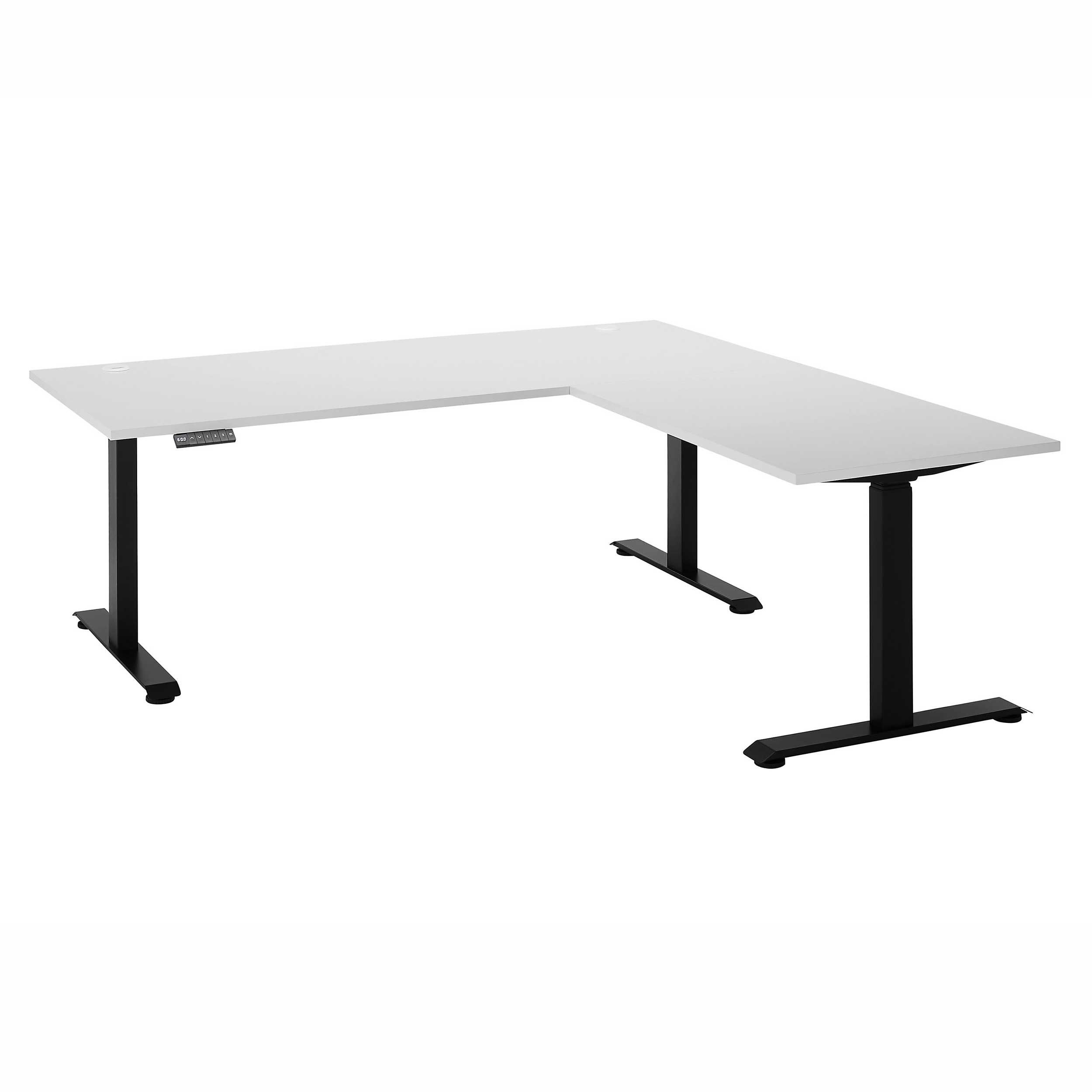 Emob Verstelbaar Hoekbureau Ben 185x77x74-125cm - Wit/zwart