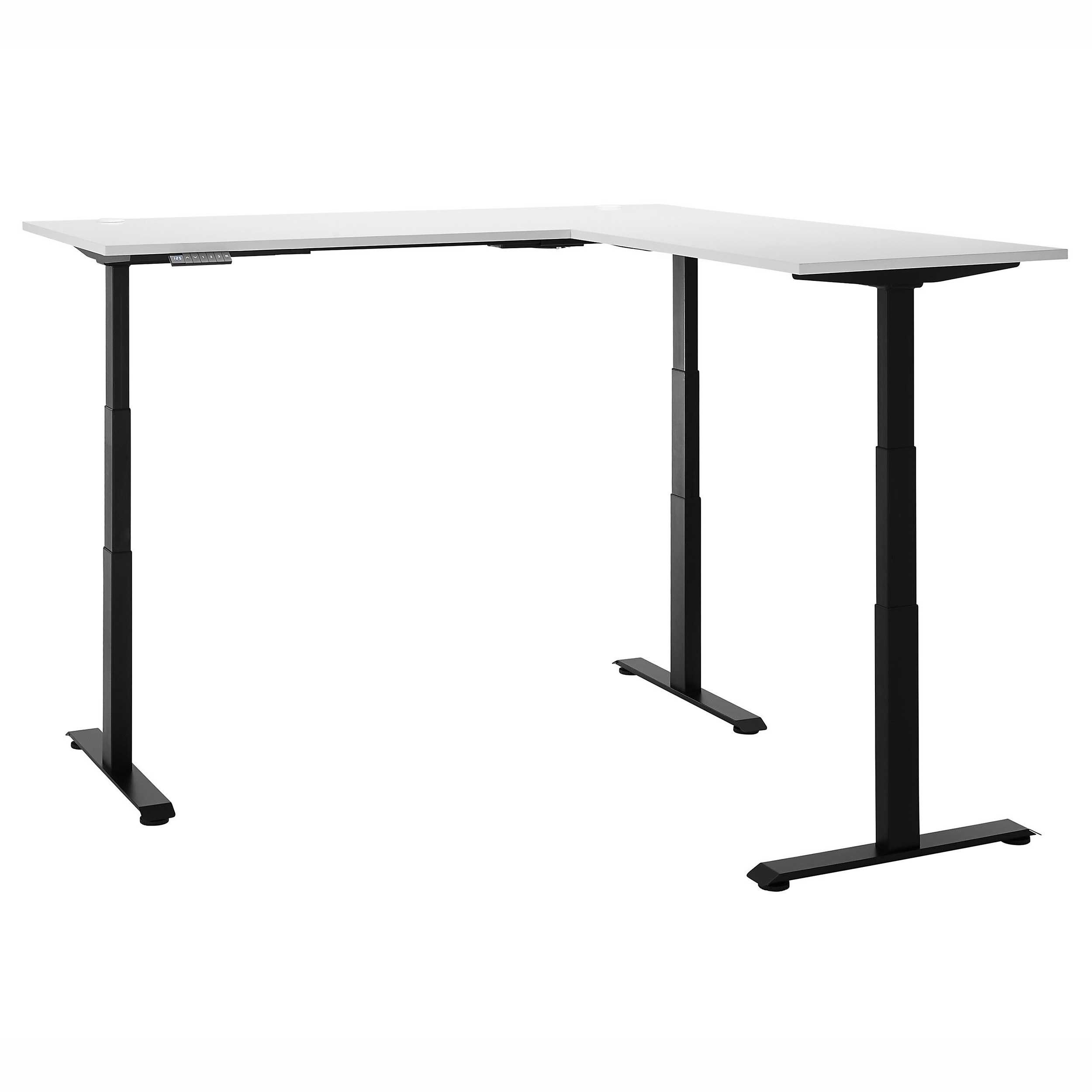 Emob Verstelbaar Hoekbureau Ben 185x77x74-125cm - Wit/zwart